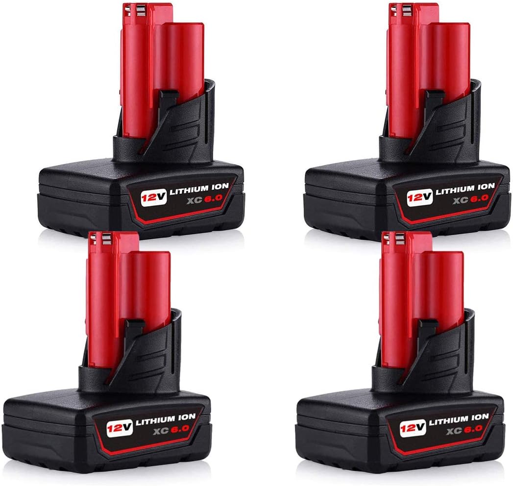 Flash Deals - 40% OFF 4-Pack 12V 6.0Ah Lithium Replacement Battery for Milwaukee 12Volt Battery 48-11-2440 48-11-2402 48-11-2411 for Milwaukee 12Volt Tools Limited Discount 4-Pack 12V 6.0Ah Lithium Replacement Battery for Milwaukee 12Volt Battery 48-11-2440 48-11-2402 48-11-2411 for Milwaukee 12Volt Tools