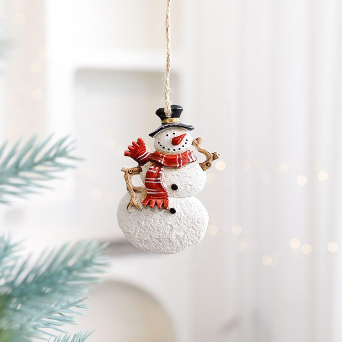 Christmas Tree Decoration – Hanging Festive Ornament for Xmas, Reusable Cute Holiday Decor for Home & Party (1, Snowman with Red Scarf)