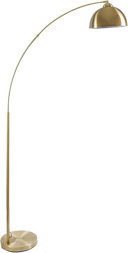 Archiology Arc Floor Lamp, 79" Height Gold Brass Floor Lamp Curved, and