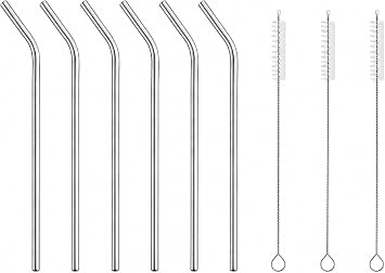 Orret Home 6 l  Krom Paslanmaz Metal Pipet Seti   3 Adet Pipet Temizleme F r as  Hediyeli,  evre Dostu Metal Pipet, Dayan kl  Paslanmaz  elik Pipet, Uzun & K sa  ecek Pipeti Seti 6 L  Yan Set