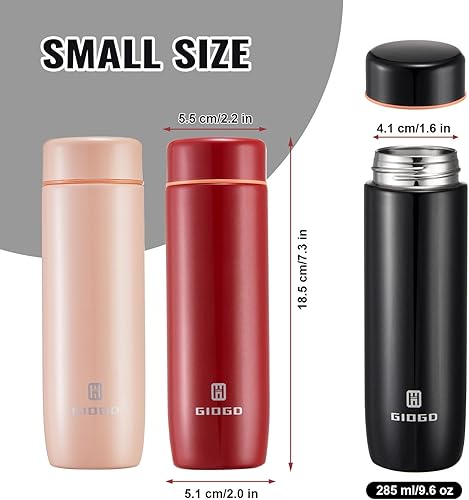 Miniatura 3 de Botella térmica pequeña delgada con aislamiento al vacío de 9.6 fl oz9.6 onzas, botella de agua térmica de acero inoxidable, termo para bebidas