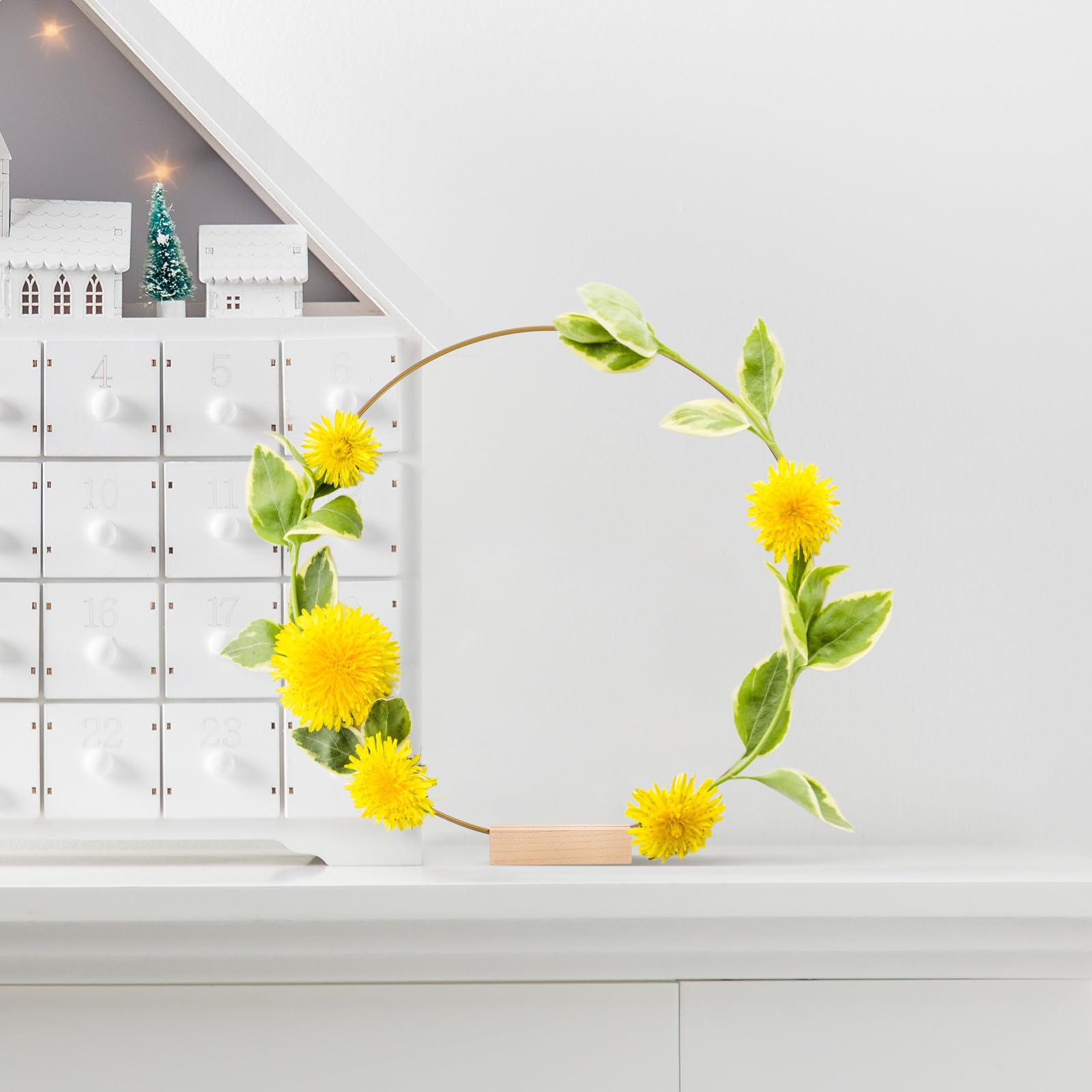 TEHAUX Aros Decorativos de Metal 10 Piezas 30cm con Base de Madera