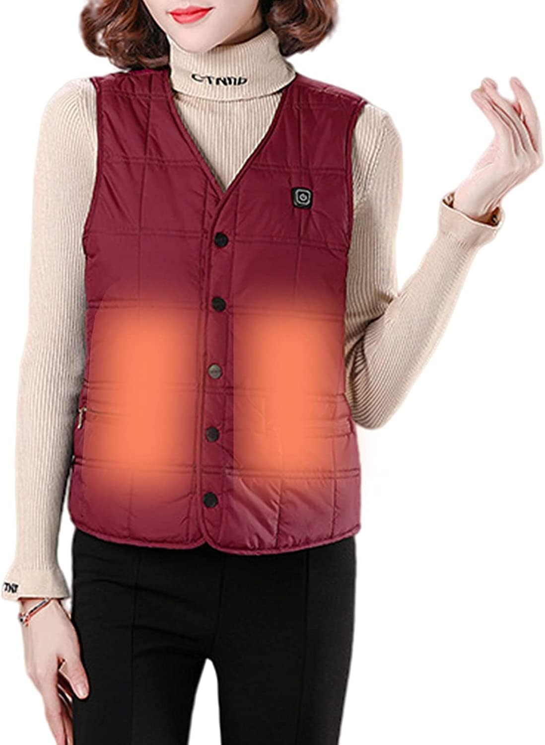USB Charging Heated Jacket, Winter Heateing Clothes with 5 Heat Pads 3-level Heating for 10 Hours
