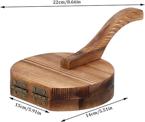 Miniatura 5 de QmjdDymx Máquina de prensa de tortillas de madera, madera maciza Prensa para tortillas Dumpling Masa Herramienta de prensado manual redondo Roti