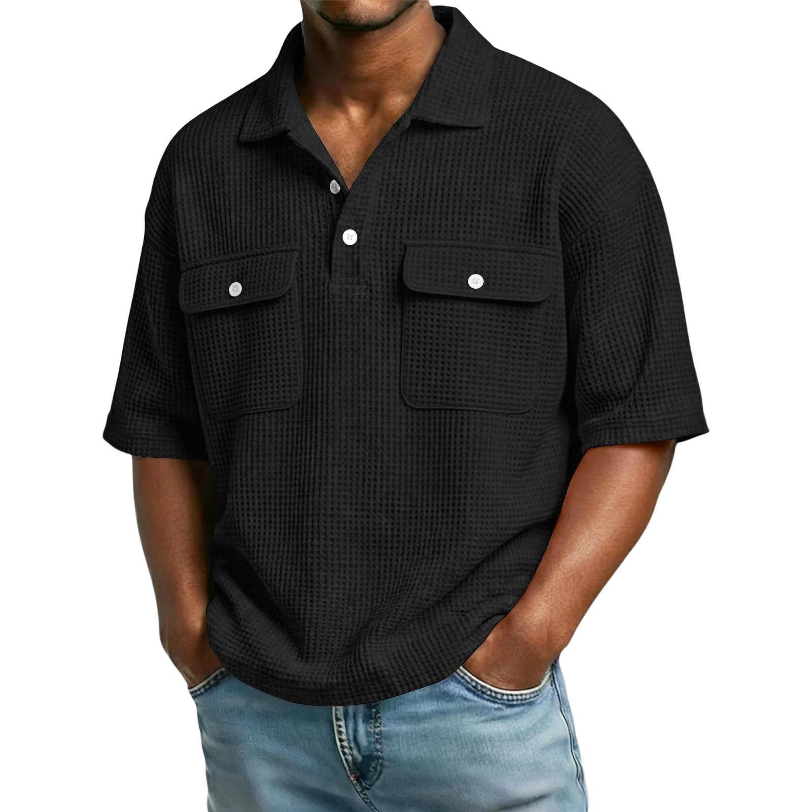 MOKBAY Men's Polo Shirt Short Sleeve Buttons Summer Tennis Technique Polo Shirt Slim Fit Golf Clothing Fashion T-Shirt