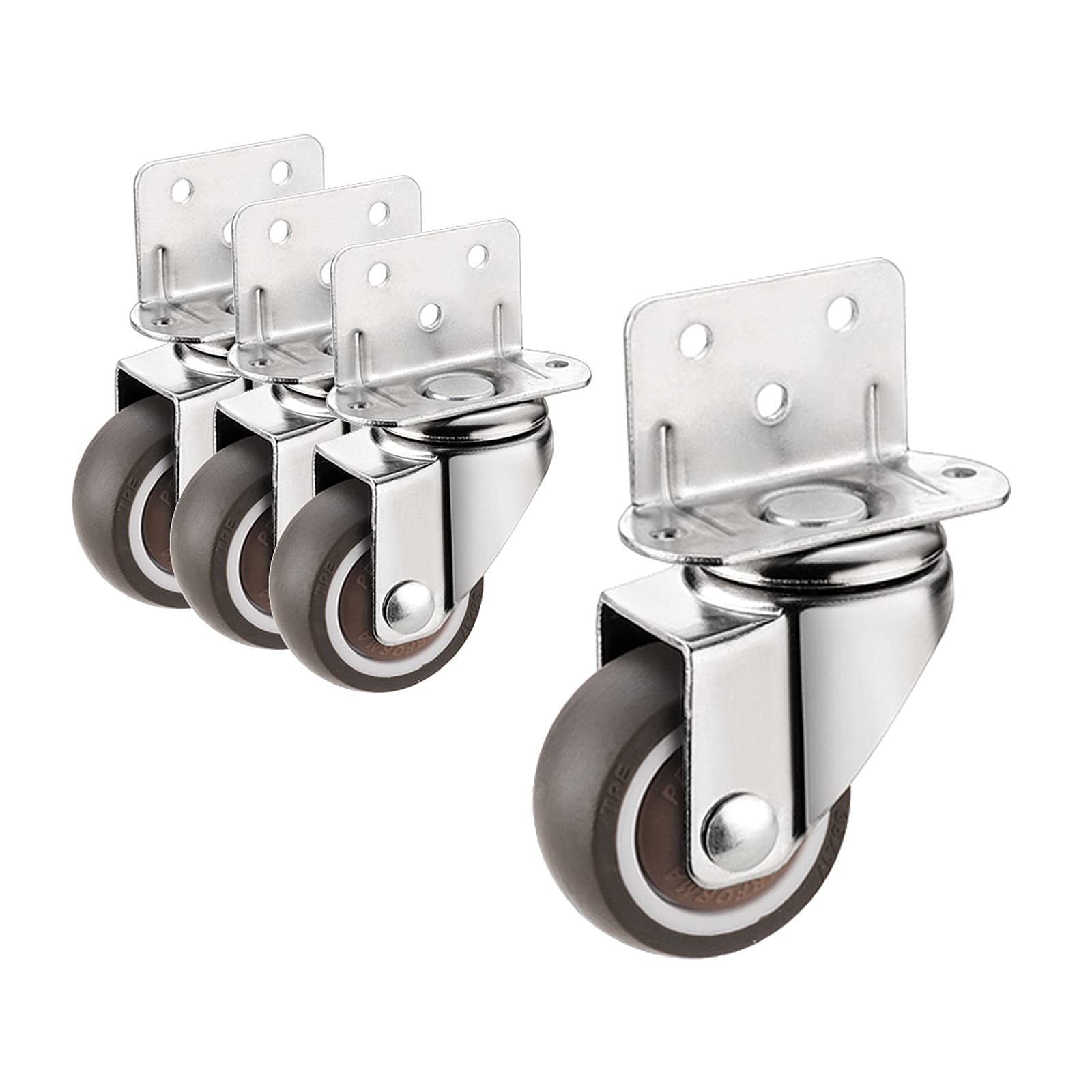 GYRAZXS 38mm Swivel Replacement Wheels with L Bracket Silent TPE Rubber Furniture Casters for Flower Pots Cribs Coffee Tables Carts Easy Mounting with Screws