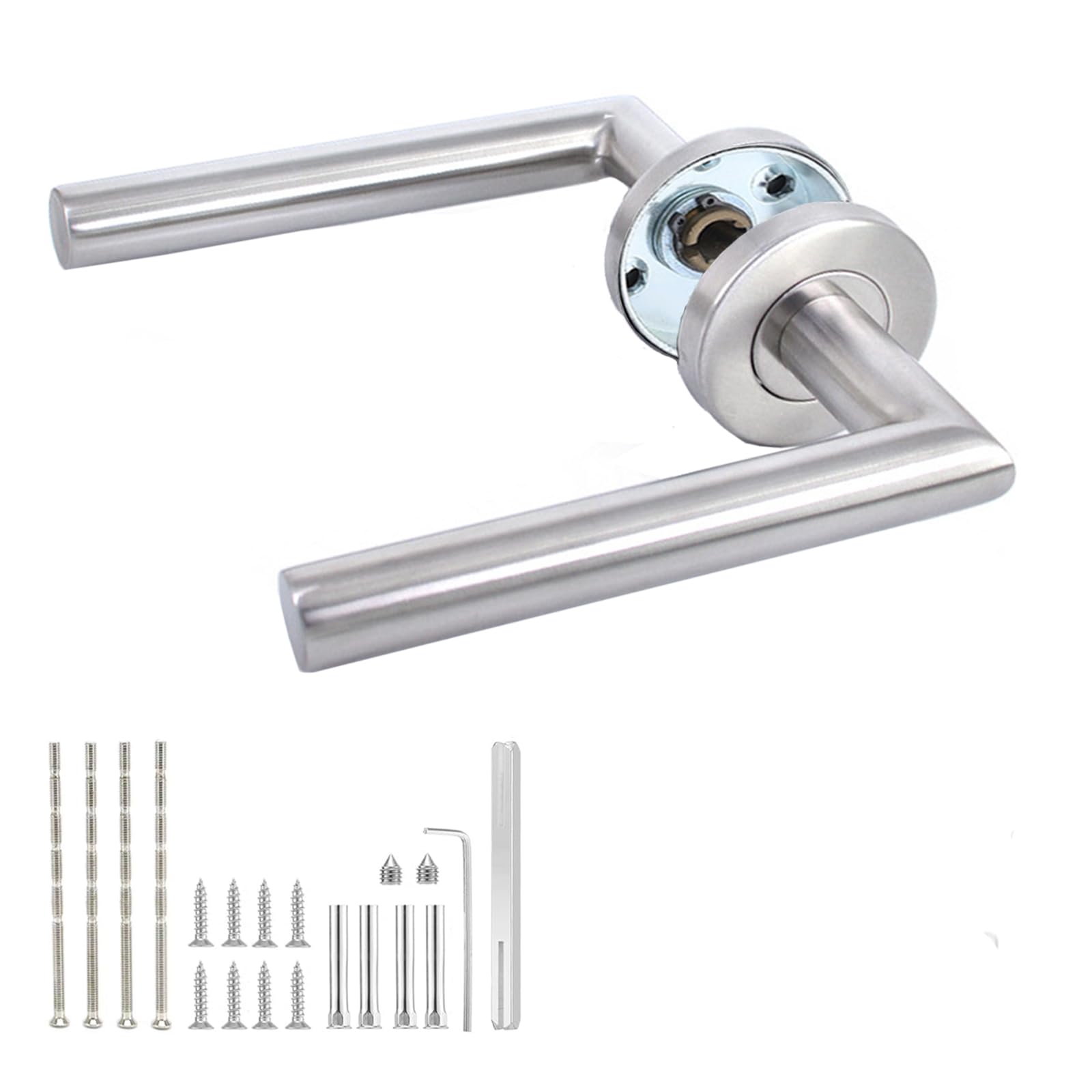 Chliinl 1 Pair Interior Door Handle，Bathroom Door Handles Right Angle Lever Handles for Home and Office
