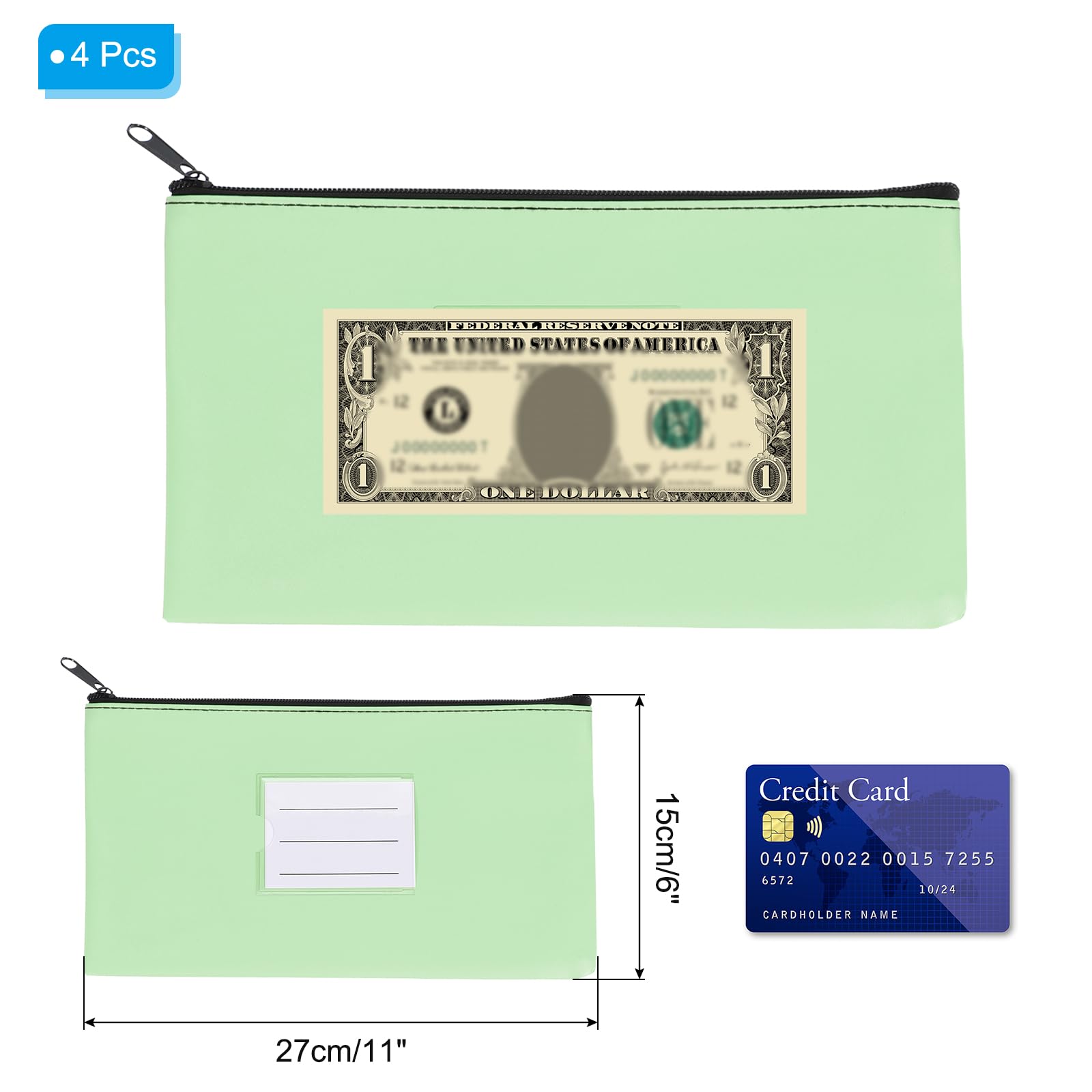 PATIKIL 11x6" Money Bank Deposit Bag with Zipper - Image 2