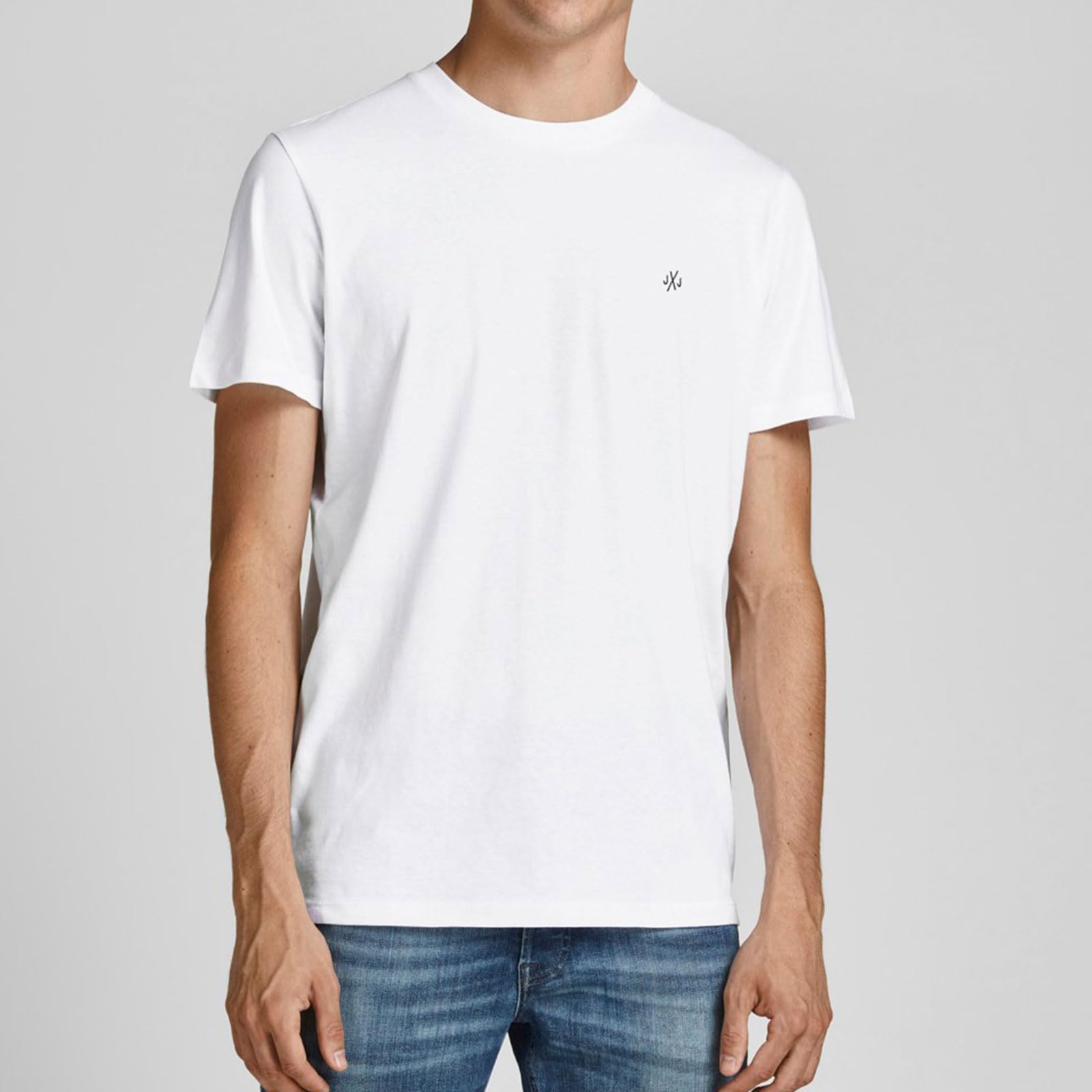JACK & JONES Maglietta con logo a girocollo, Bianco/Grigio/Nero/Verde Cf, m