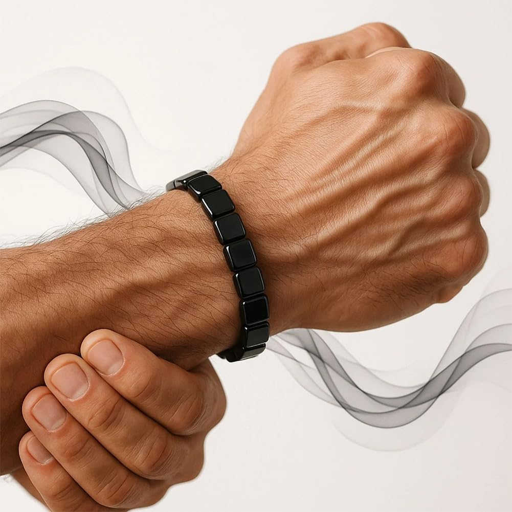 Hematite Bracelet Men - Reignites Masculine Energy, Natural Hematite Stone Beaded Stretch Healing Bracelets Valentine's Day, Birthday, Anniversary, Christmas Men's Jewelry Gifts (2PCS) - Image 3