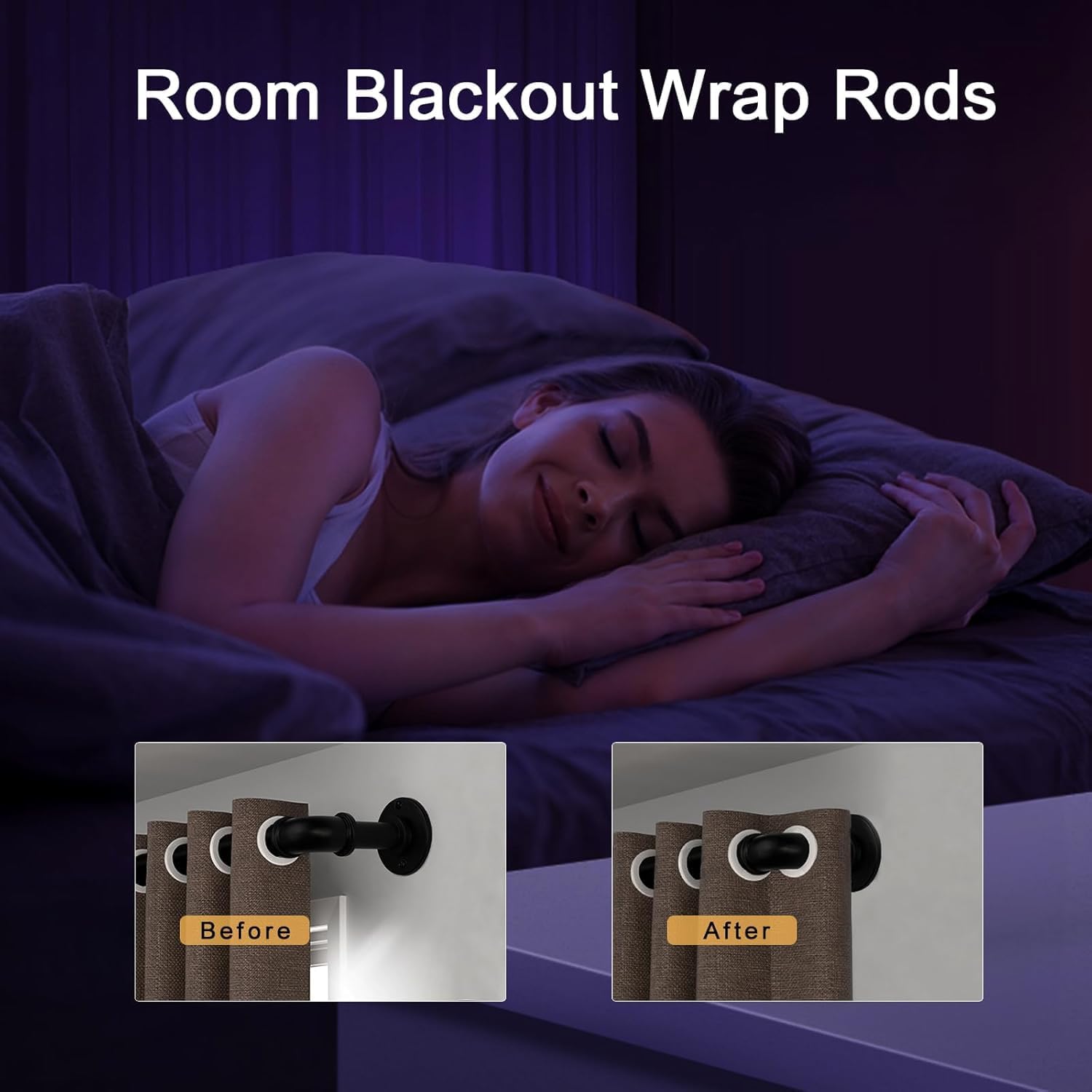 2PCS Black Curtain Rods 18 to 88 Inches,Adjustable Length,1 in Diameter Pipe,Wall or Ceiling Mounted,for Bedroom and Living Room (Black,18” to 88”2PCS)