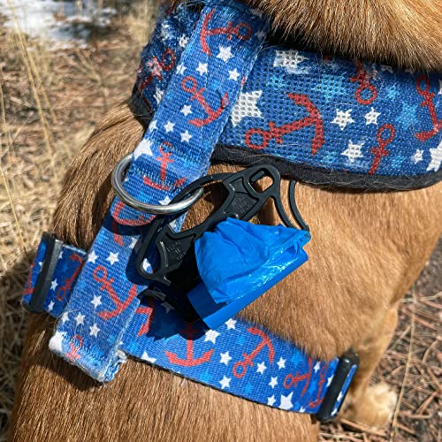 Image of Ultra Slim Bag Holder For Leash-One-Handed Operation- Keeps Rolls Secure Without Unrolling-Double Bag Hooks For Full Bags- Includes (1) Roll of Dog Waste Bags (2 Pack, Black)