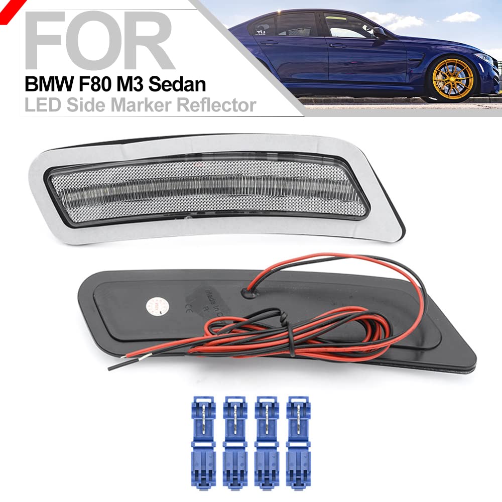 nsautolighting Clear Lens White LED Front Side Marker Reflector