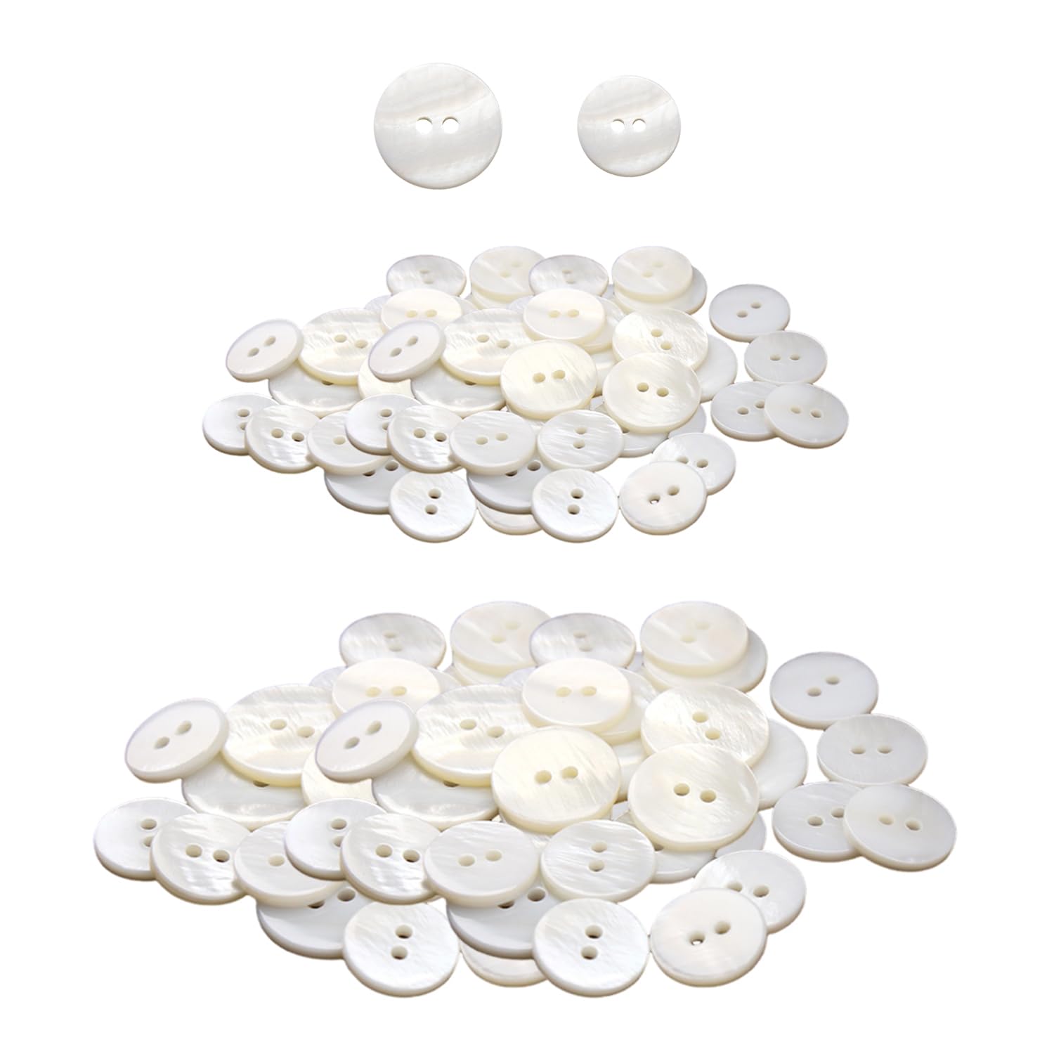 100 White Buttons - Pearl Accessories, Sewn Mother Of Pearl Buttons for Clothing