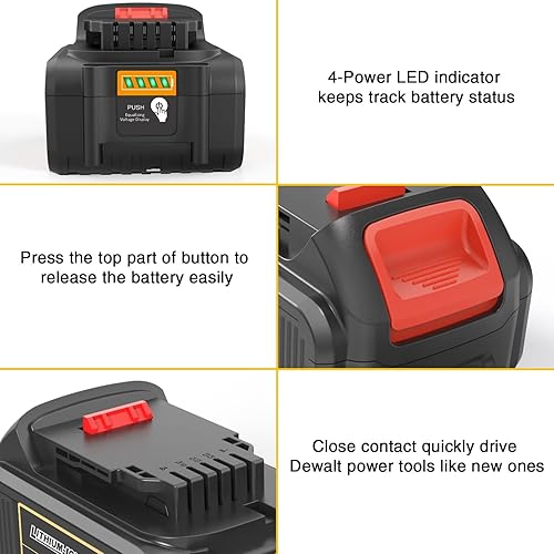 Miniatura 4 de Paquete de 2 baterías de repuesto DCB206 20V MAX 6.0Ah compatibles con batería Dewalt de 20 V DCB200 DCB203 DCB204 DCB206 para herramientas