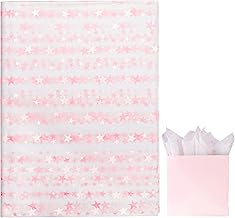 Star Tissue Paper,20sheets 50x35cm Wrapping Paper,White Pink Star Wrapping for Wedding Birthday Gift Wrapping