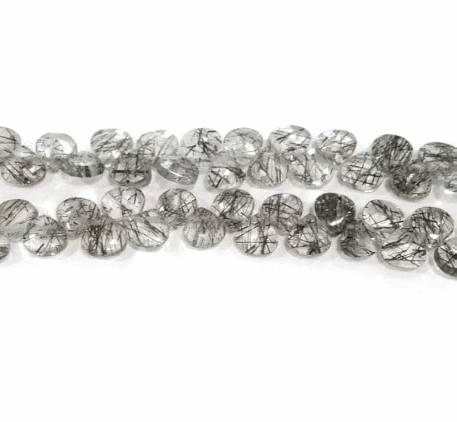 Quartz tourmaline facetté perle naturelle briolette 5mm