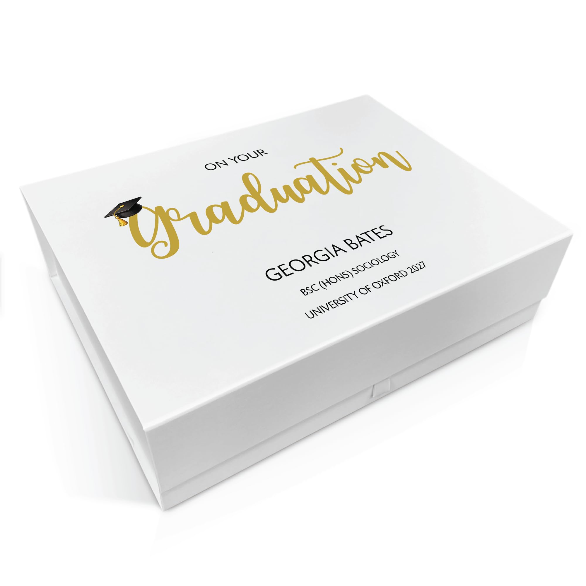 COOKIES AND KOALAS Personalised Graduation Gift Box – XL 42x32x12cm Magnetic Keepsake Box for Graduation Gifts, University Memory Box, Class of 2026 Gift Box with Custom Name - Design 4