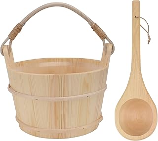 Ipetboom Bath Spa Set Wooden Sauna Bucket Wooden Sauna Bucket with Ladle Sauna Accessories Japan Wood Bathtub Bucket Bathing Buckets for Home Sauna Spa Accessory Wooden Bathing Bucket Bath Kits
