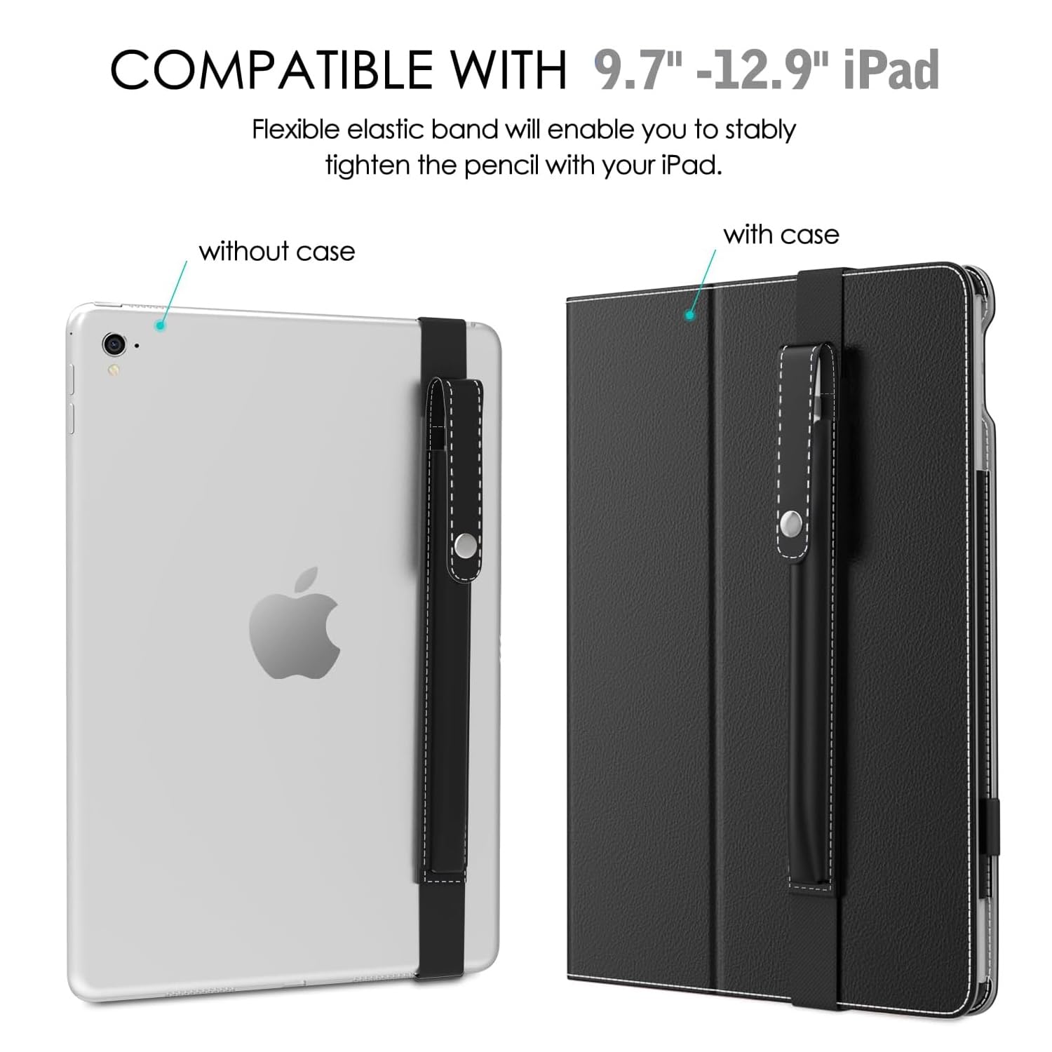 MoKo Portapenne per Apple Pencil PRO, 1a/2a Gen, USB-C, Pelle PU, iPad Pencil Custodia, Nero