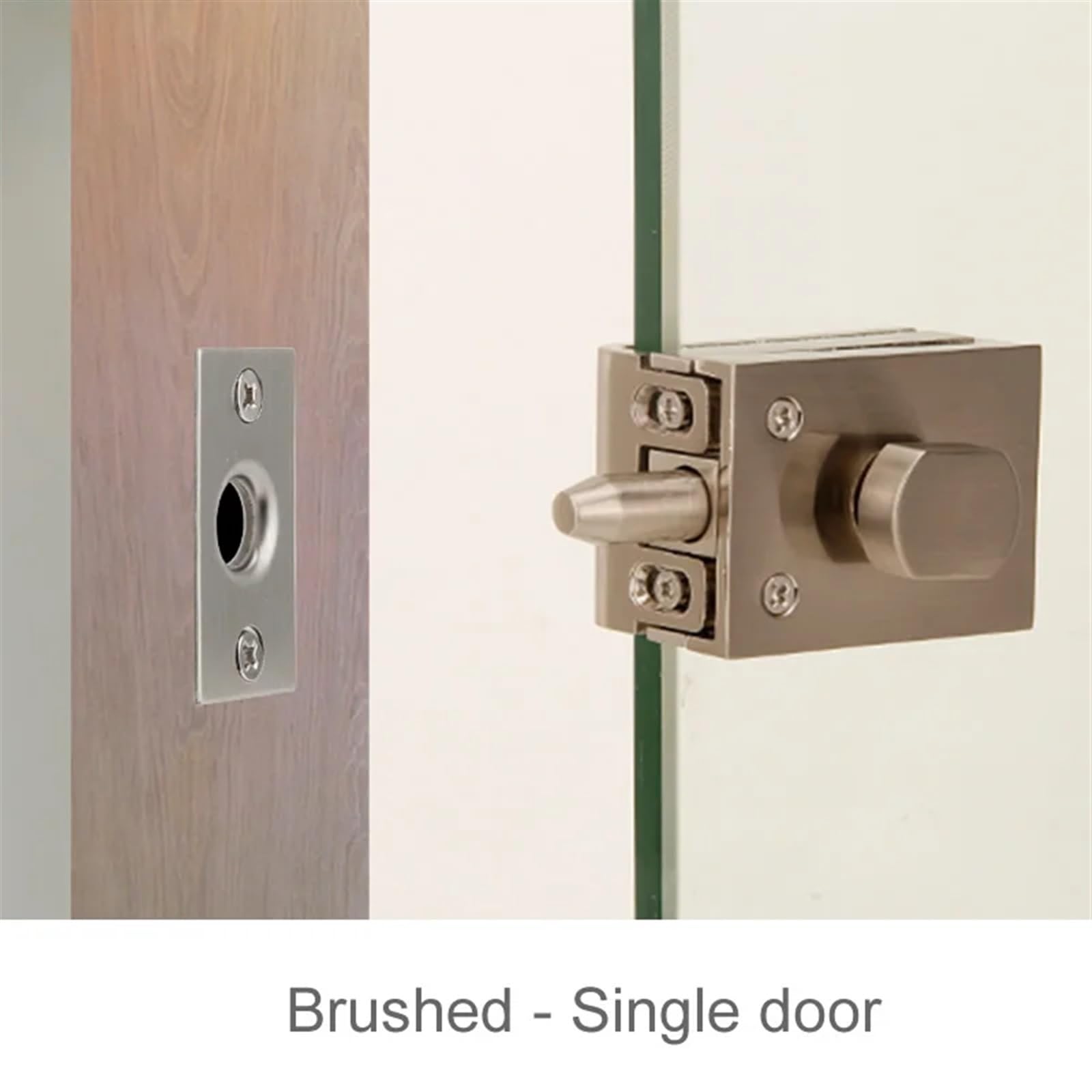 1 Uds. Pestillos de puerta de vidrio, cerradura/perno, vidrio de 8-12mm, sin perforación, for puerta de vidrio doble/simple de baño, puerta de vidrio sin marco(Brush single)