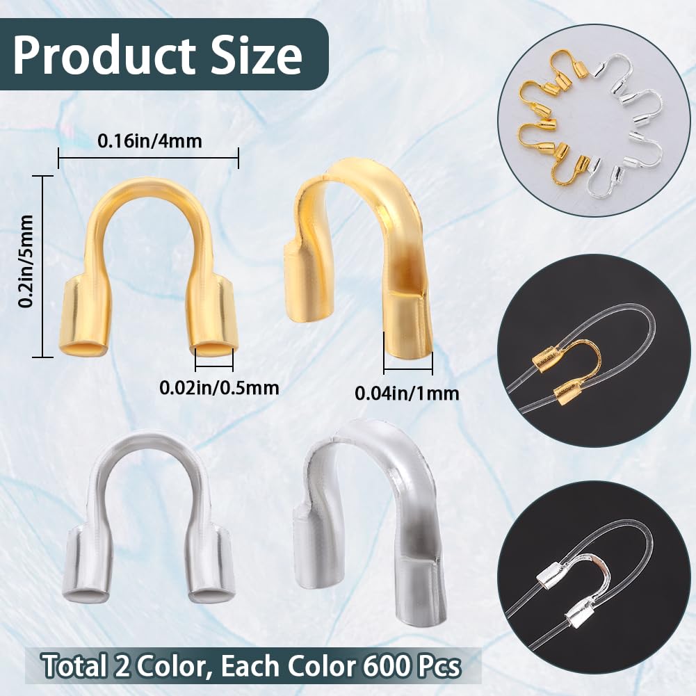 Protectores De Alambre En Forma De U - 1200 Unidades Doradas, Latón, Para Joyería (collares, Pendientes, Pulseras)