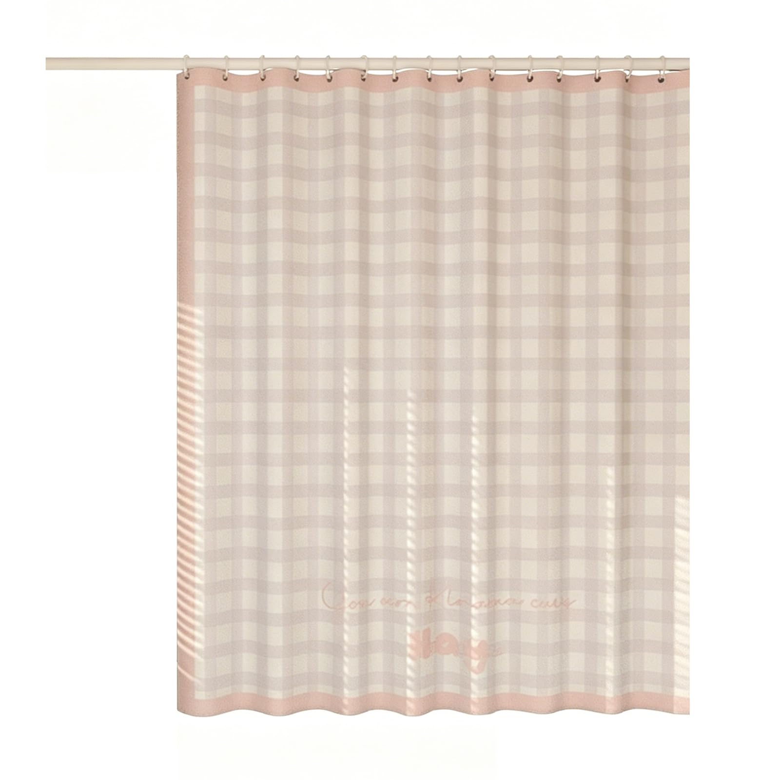 Générique Rideau de Douche en Polyester à Carreaux de Couleur Claire, imperméable et Opaque, avec Impression de Texte Manuscrit décontracté