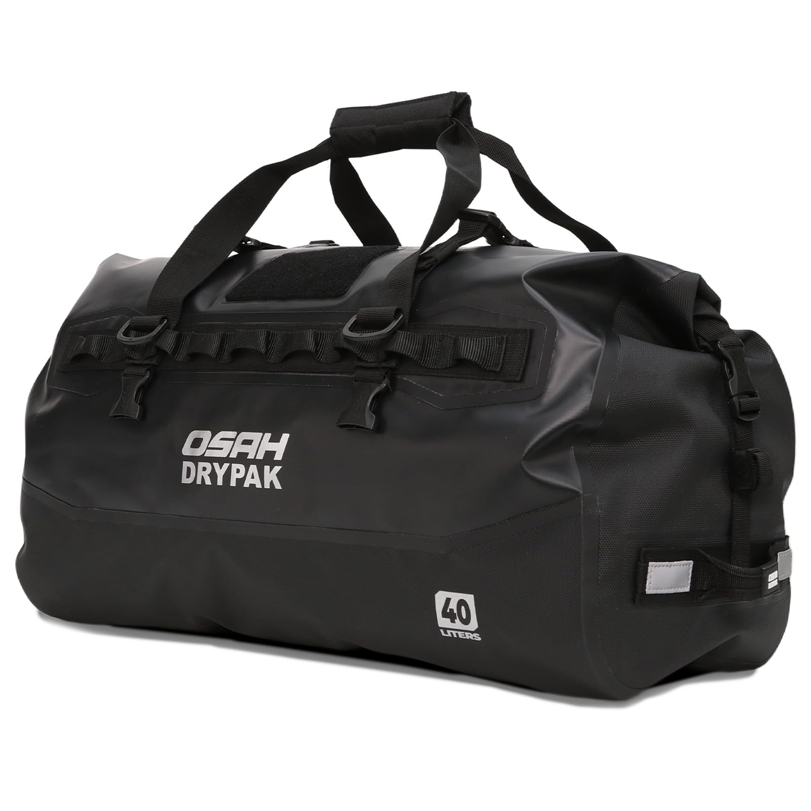 Waterproof Duffel Bag - Motorcycle Dry Bag 40L Tail Bag with Large Storage Space, Waterproof Duffle Bags with Outer Mesh Zipper Pocket for Camping, Kayaking, Fishing &amp; Traveling-Black