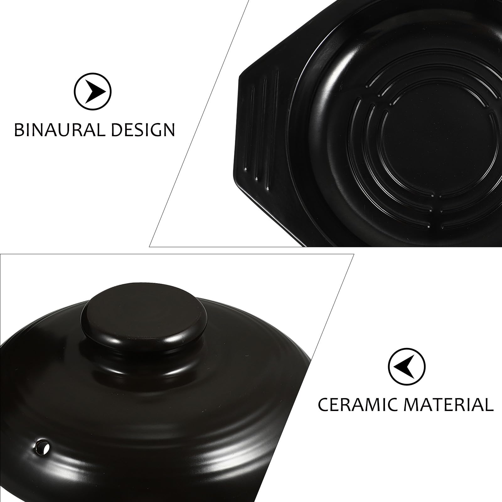 Pentola Casseruola in Ceramica Nera, con Vassoio