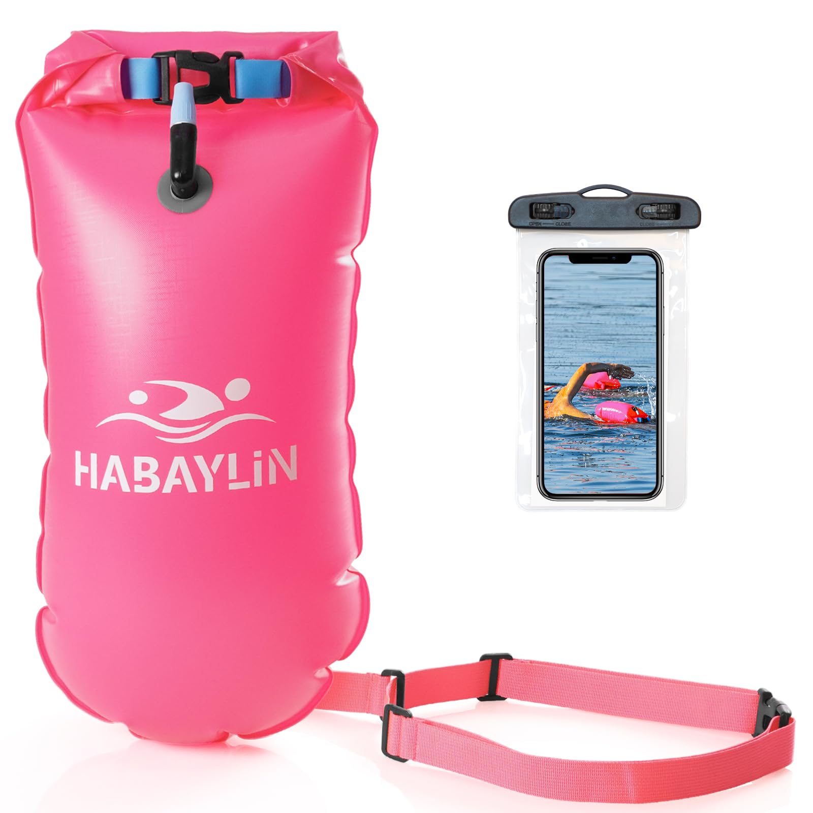 Habaylin 20L Swim Buoy, Swim Buoy with Storage for Kids and Adults, Waterproof Inflatable Dry Bag Safety Float for Water Sports, Open Water Swimmers, Triathletes, Kayakers and Snorkelers โ image 1