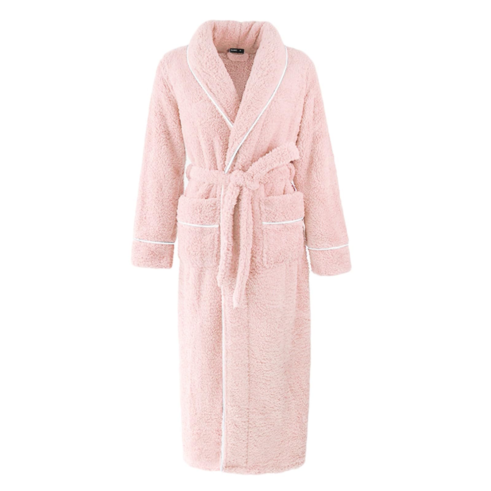 Accappatoio da donna lungo, in pile, caldo, spesso, soffice, senza
