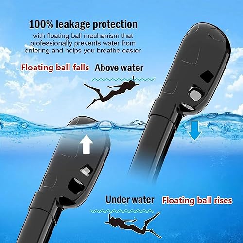 Miniatura 5 de Máscara de esnórquel, máscara de buceo de cara completa, separación de respiración de doble tubo, antiniebla antifugas, ultra gran angular de 180