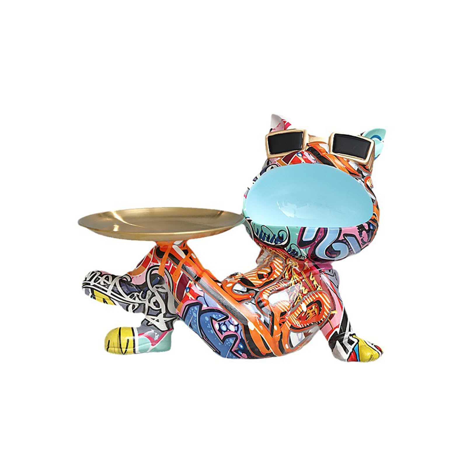 KFGISD, Dog Deco Statue for Key Storage, Candy Jewellery, Earrings, Bulldog Deco Key Bowl, with Tray,Blue,Key Tray(D Blue)