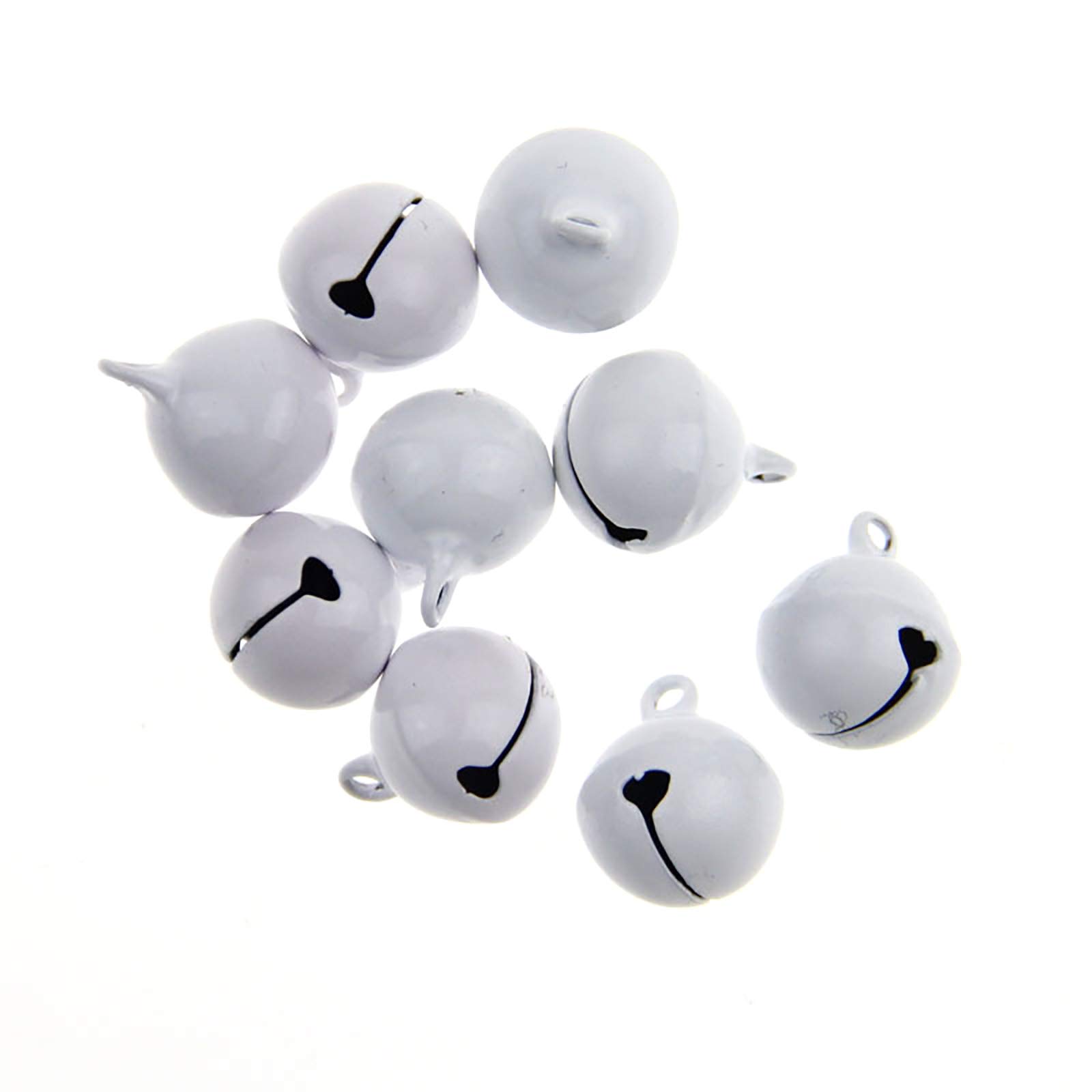 Zhi Jin 100Pcs Durable 14mm Candy Color Jingle Bells DIY Craft Pendant Party Wedding Christams Decoration Accessories Set White ABCD