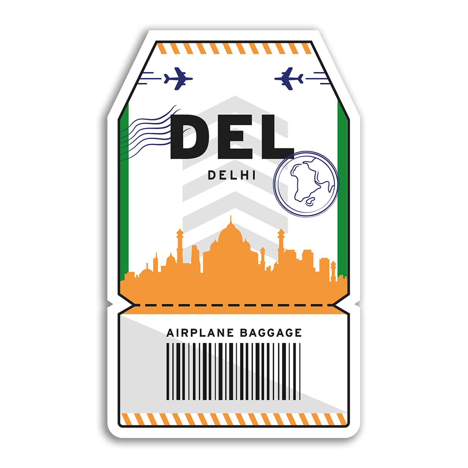 2 x 10cm Tall Delhi India Vinyl Stickers - Tag Airport Travel Luggage Sticker #75041