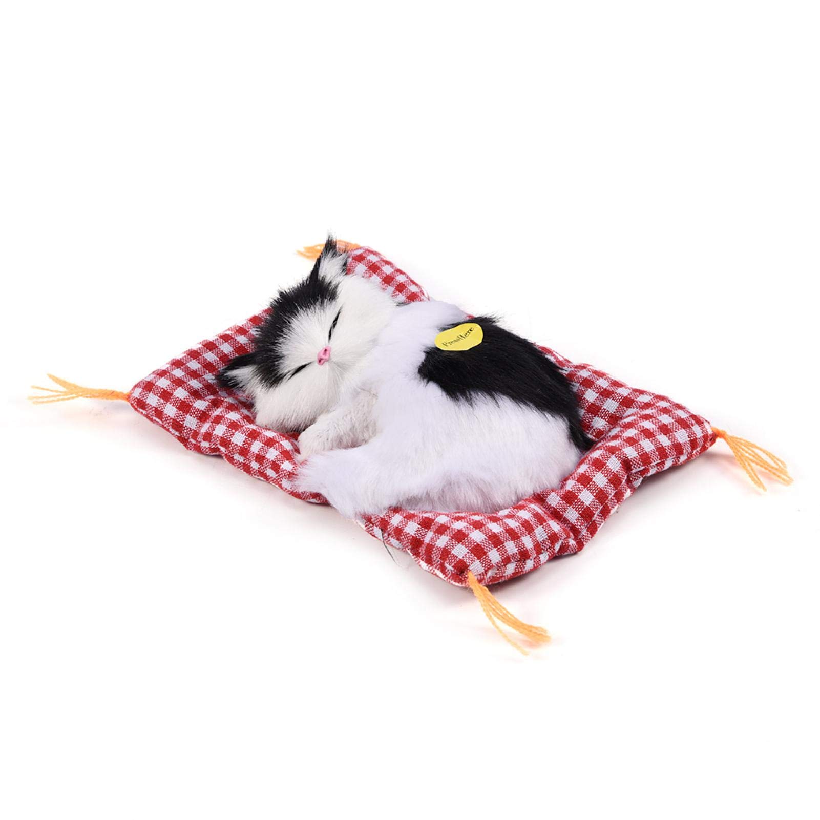 Dilwe Simulazione Peluche Gatto Giocattolo Sonoro, 4 Tipi, Decorazione Casa - Bambini (Nero + Bianco)