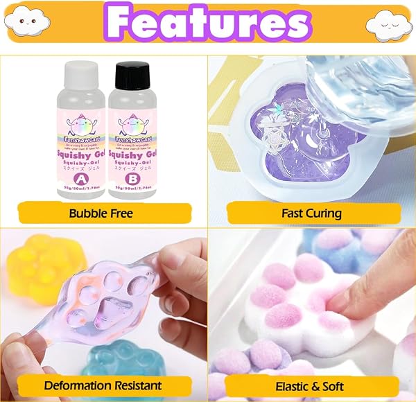 Taba Squishy Kit de Gel Liquide + Moule en Silicone Patte de 7,6 cm + Flocage - 3