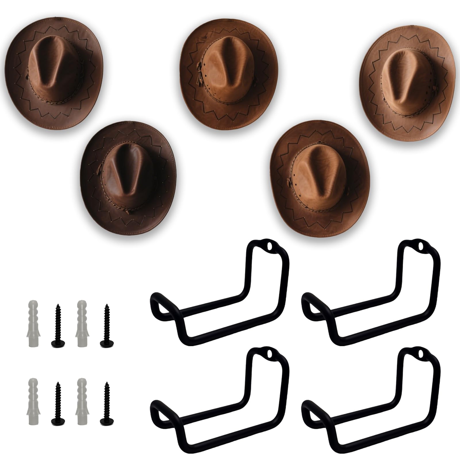 JIEFANYU 4 Pack Cowboy Hat Holder - Hat Organizer - 2.76 Inches Lift-Time Care Cowboy Rack for Wall, Heavy Duty Metal Hat Hanger Stand & Holder with