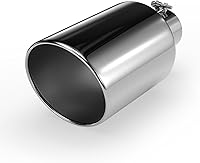 Vista 21 de Richeer Punta de escape de entrada de 3 pulgadas, salida de 6 pulgadas, longitud total de 15 pulgadas, punta de escape de acero inoxidable