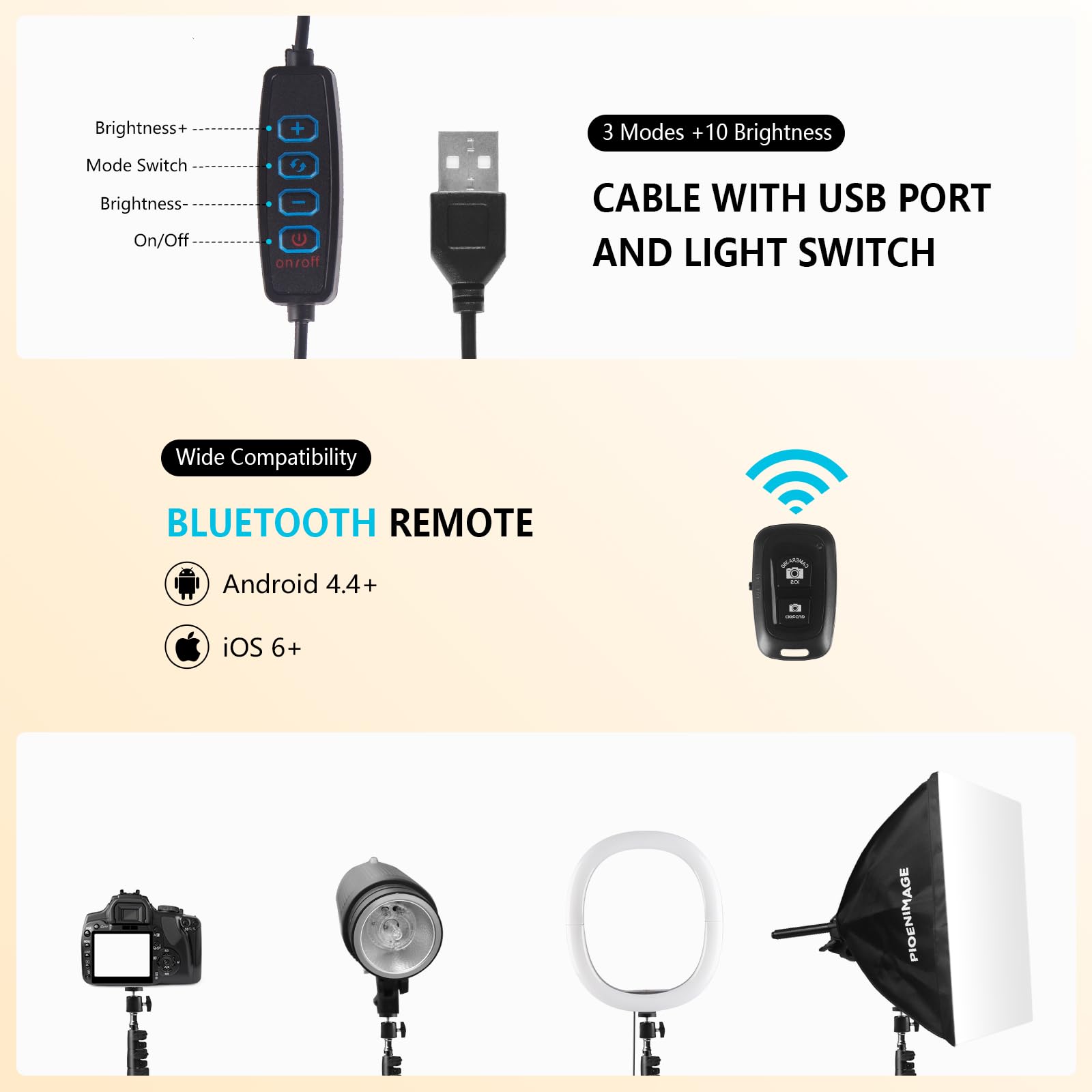Anello luminoso per selfie da 30,5 cm con supporto per treppiede da 150 cm e supporto per telefono, luci LED dimmerabili ad anello per telefono, treppiede per fotografia, registrazione