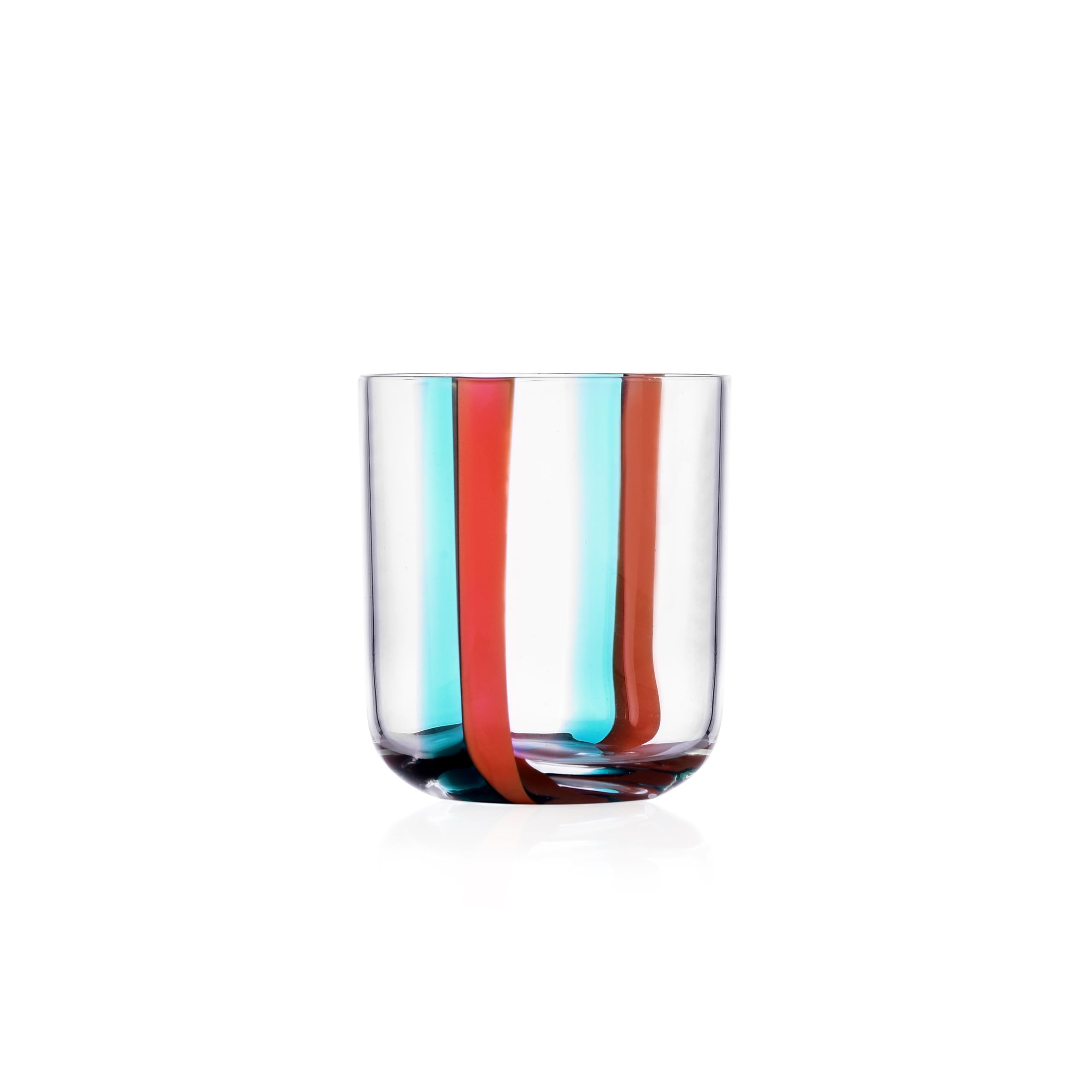 Ichendorf Milano Tumbler, Turquoise and Red, Gesti Collection, 35cl Mouth-Blown Glass, Hand Finished