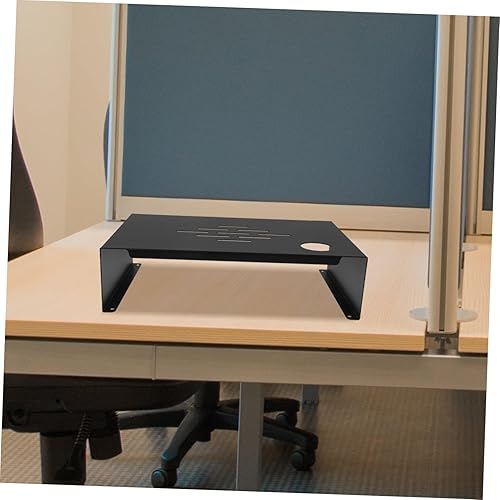 Vista 5 de Soporte ergonómico para monitor con construcción de acero, estante elevado de PC que ahorra espacio para oficina en casa, no requiere montaje