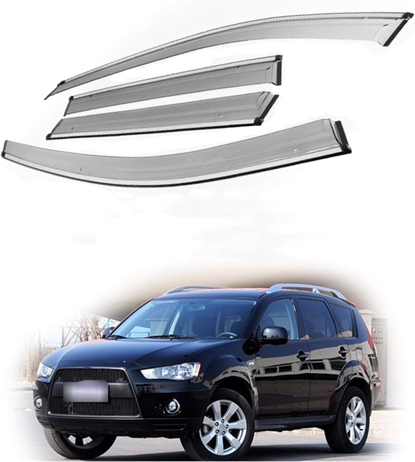 4Pcs Smoke Tint Car Window Deflectors for Mitsubishi Outlander 2010-2012