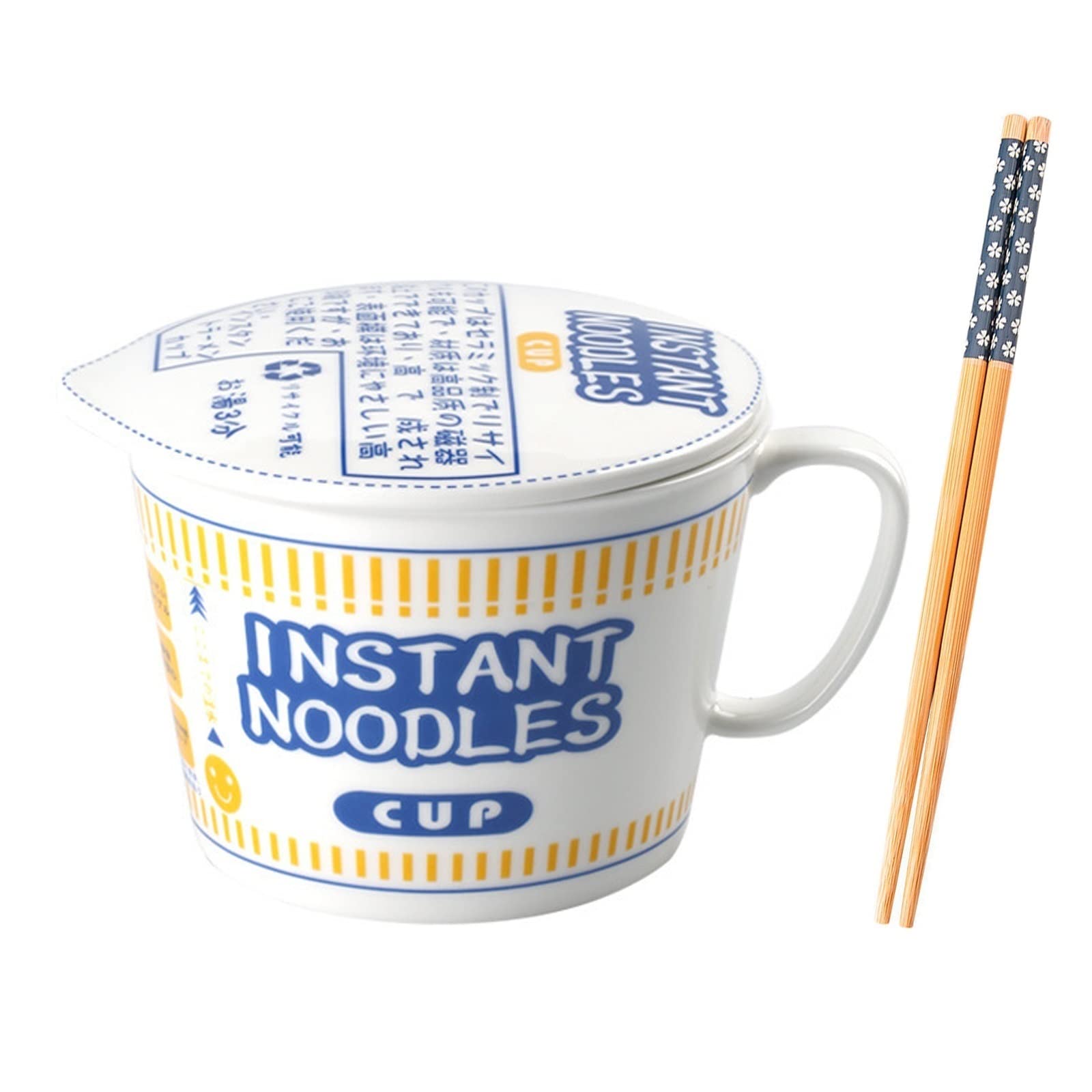 Hanghaijia Blue Ramen Bowl With Lid And Handle Instant Ramen Noodle Bowl,Microwave Oven Safe Ceramic Large Soup Bowls (Color : Size : M)
