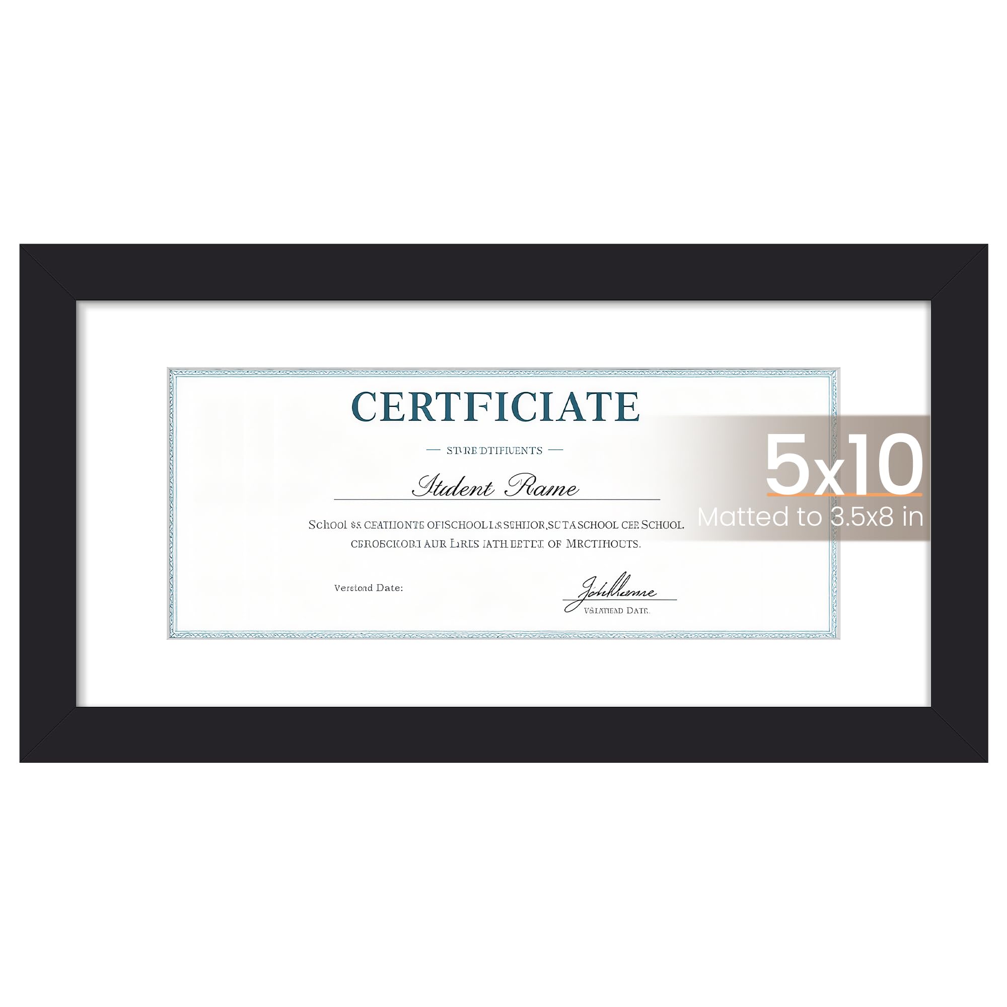 upsimples 5x10 Business License Frame, Display Document 3.5x8 with Mat or 5x10 without, Wall Hanging cosmetology license frame, Black, 1 Pack