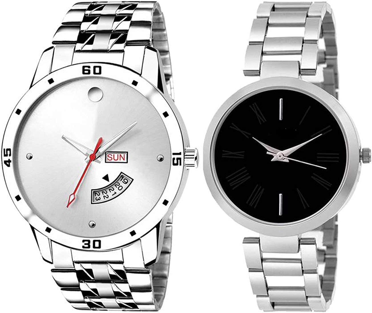 Acnos® Premium White and Black Dial Analogue Leather Watches for Couples Pack of 2 (B07L34BL5Q) Amazon Price History, Amazon Price Tracker