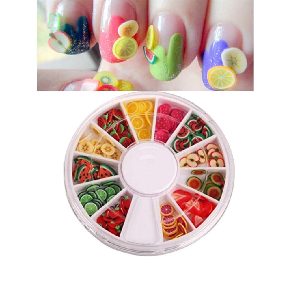 Fruit Slice Nail Art Astuce Nail Art Décoration Mignon Doigt Ongles Fruits Frais Multi Usage Polymère Pâte De Fruits Bâtons (1 Boîte 12 Motif) Traitement de la mode