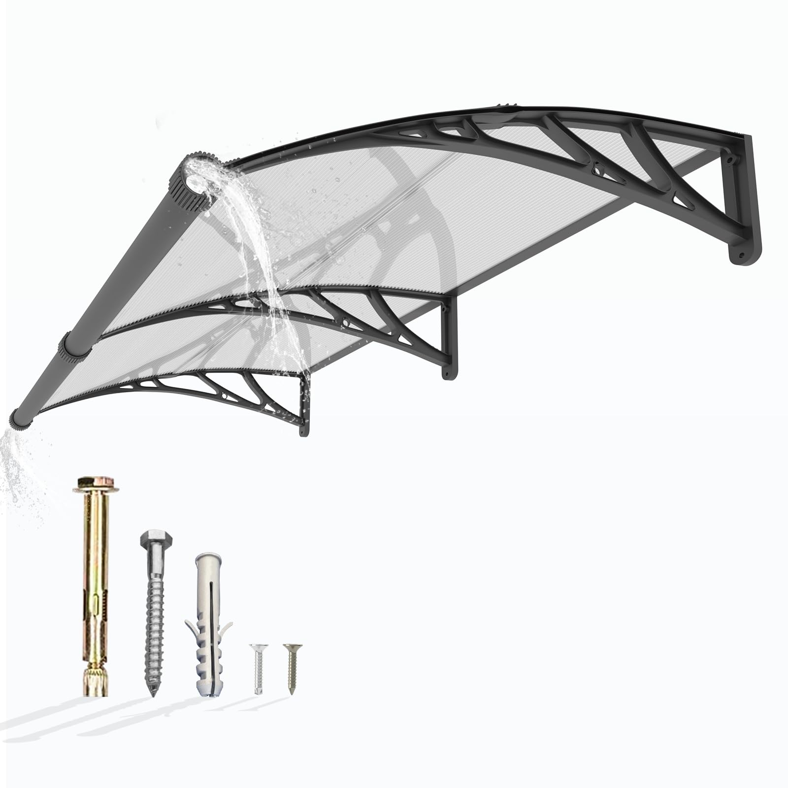 Window Awning Door Canopy 40"x60", Awnings for Doors Polycarbonate Cover Patio Door Awning UV Rain Snow Sunlight Protection Hollow Sheet with Separate