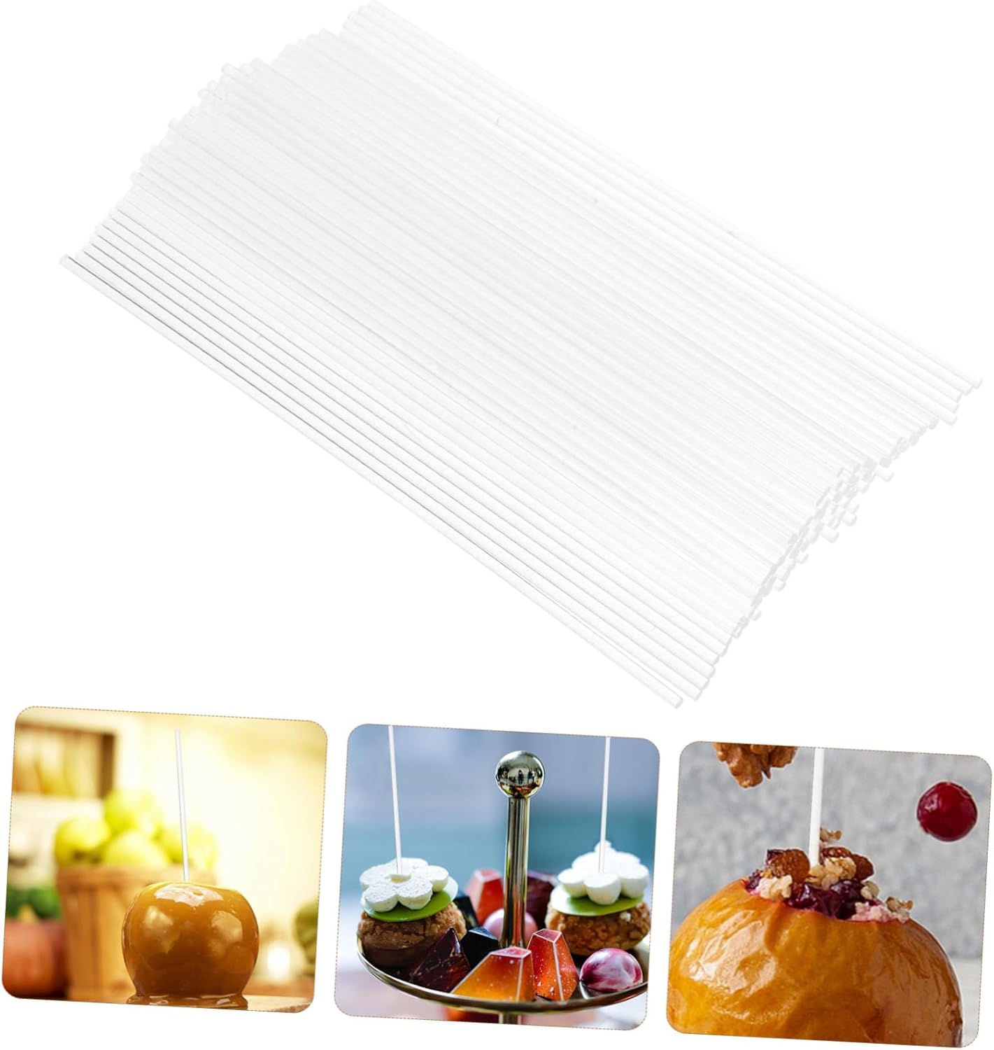 PRETYZOOM 500pcs Acrylic Lollipop Sticks for Picks for Cake Safe and Decorative Treat Sticks for Parties and Events