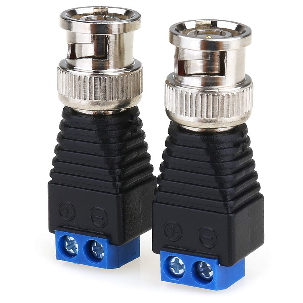 Screw Terminal Coaxial Cat5 to BNC Male Video Video Balun Connector - 2PCS